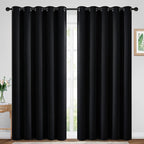 Yakamok 84 Inch Length 100% Blackout Curtains for Bedroom, Light Blocking Drapes Room Darkening Thermal Insulated Solid Grommet Panels for Living Room(70Wx84L, Black, 2 Panels)