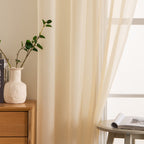 MIULEE Cream Beige Sheer Curtains 38 X 63 Inches, 2 Panels