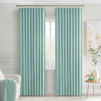 MIULEE Aqua Back Tab Blackout Curtains 84 Inch Length 2 Panels Set for Living Room Bedroom Privacy, Rod Pocket/Pinch Pleat Thermal Insulated Room Darkening Pleated Light Blocking Drapes