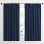 NICETOWN Blackout Curtains for Bedroom, Blackout Draperies, Home Decorations Thermal Insulated Solid Rod Pocket Blackout Drapes for Cafe (Navy, One Pair, 62 x 63-inch)