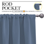 NICETOWN Bedroom Curtains, Home Decoration Solid Thermal Insulated Draperies & Drapes, Blackout Window Curtains for Kitchen (Stone Blue, 2 Panels, 34 in x 63 in (W x L))