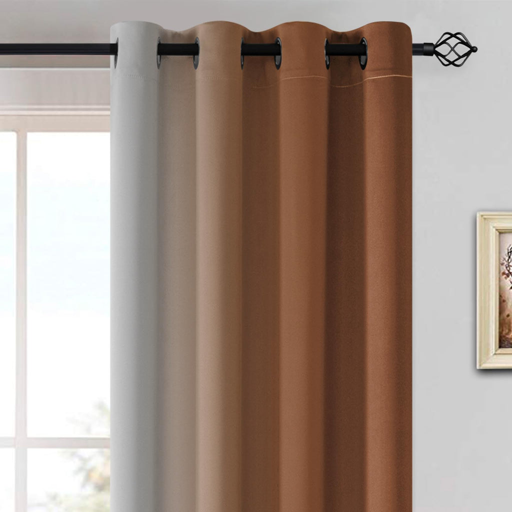 Yakamok Ombre Curtains Burnt Orange and Greyish White for Bedroom,52Wx84L