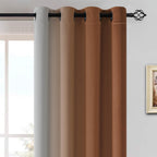 Yakamok Ombre Curtains Burnt Orange and Greyish White for Bedroom,52Wx84L