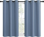 NICETOWN Kitchen Curtains Small Window Curtains & Drapes, Thermal Insulated Solid Grommet Panels for Cupboard, Loft, Cafe, Dining Room (Stone Blue, 42" W x 40" L, 2PCs)