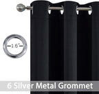 Yakamok Blackout Curtains Room Darkening Thermal Insulated Window Panels,Solid Grommet Top Drapes for Bedroom/Living Room(38Wx90L, Black, 2 Panels)