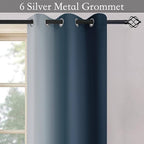 SimpleHome Ombre Room Darkening Curtains for Bedroom, Gradient Navy Blue to Grey White Light Blocking Thermal Insulated Grommet Window Curtain/Drapes for Living Room,2 Panels, 42x63 inches Length