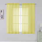 Simplebrand Rod Pocket Top Solid Voile Sheer Curtains for Bedroom, 54 Inch Length Drapes Set of 2, Lightweight and Light Filtering Elegant Lemon Curtains Panels Window Treatment, 42W×54L, Lemon