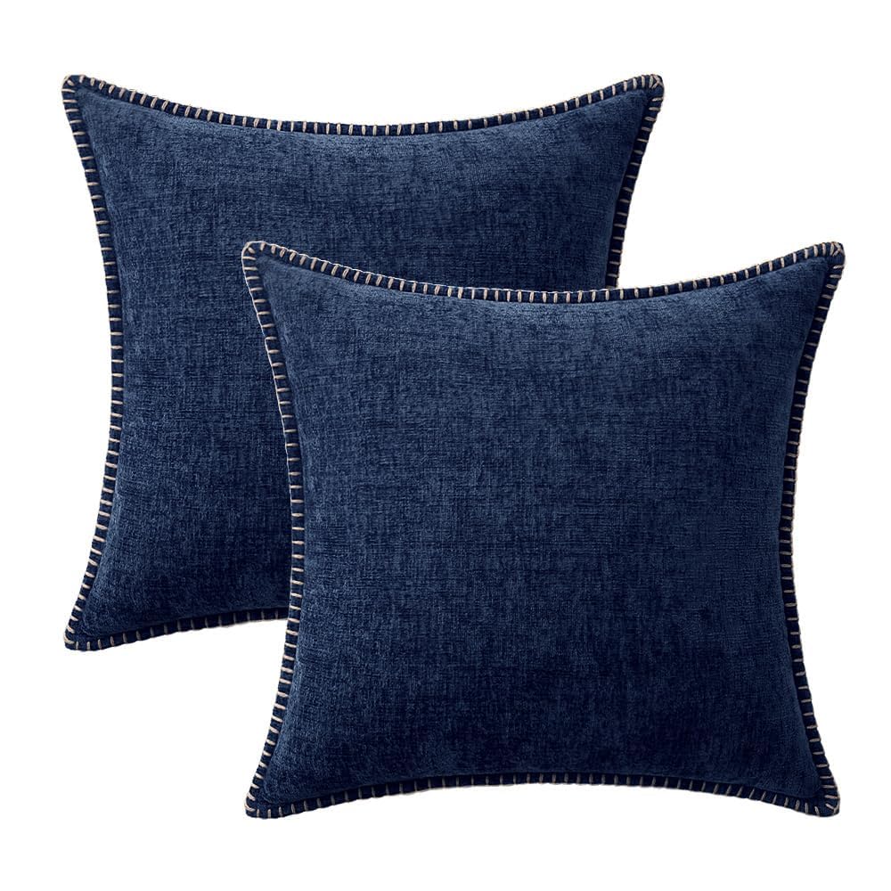 MIULEE Decorative Couch Throw Pillow Covers 20x20 Inch Navy 2 Pack