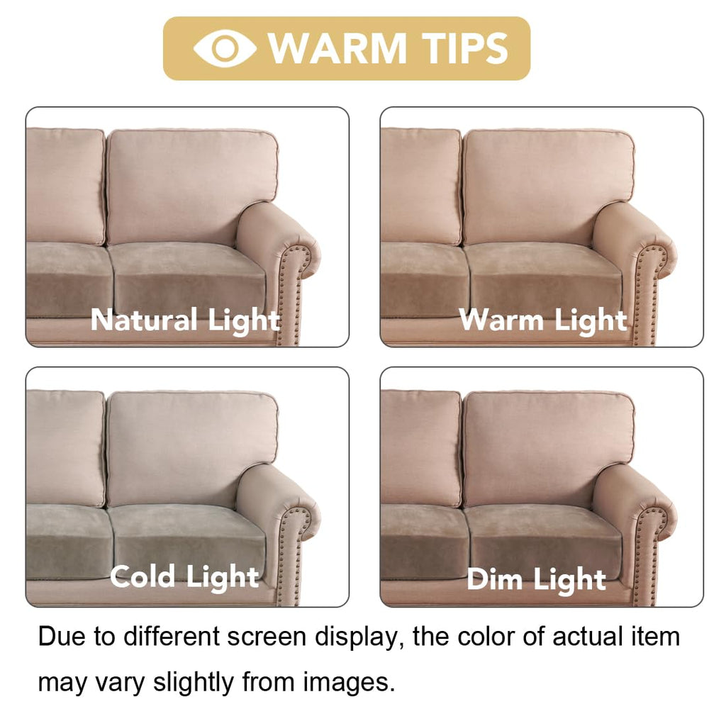H.VERSAILTEX Velvet Stretch Couch Cushion Cover Plush Cushion Slipcover for Chair Loveseat Sofa Cushion Furniture Protector Seat Cushion Sofa Cover (3 Piece Sofa Cushion Covers, Taupe)