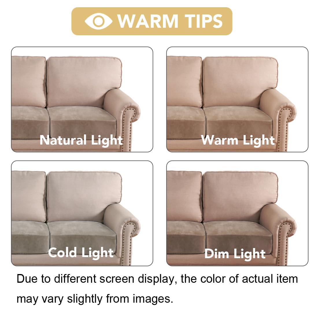 H.VERSAILTEX Velvet Stretch Couch Cushion Cover Plush Cushion Slipcover for Chair Loveseat Sofa Cushion Furniture Protector Seat Cushion Sofa Cover (3 Piece Sofa Cushion Covers, Taupe)