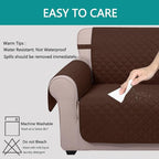 U-NICE HOME Reversible Oversized Chair Covers Quilted Water Repellent Pet Protectors with Elastic Straps(28''Armchair, Brown/Brown)