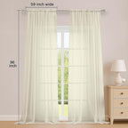 OWENIE Extra Long Cream Sheer Curtains 96 Inches Long 2 Panels Set, Soft Lightweight Airy Voile Sheer Curtain for Bedroom Living Room, Rod Pocket Solid Color Farmhouse Curtains, 59" Wx96 L Inch