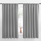 NICETOWN Short Curtains for Small Window - Thermal Insulated Rod Pocket Blackout Drapes/Draperies for Dining Room (2 Panels, W70 x L63 inches, Silver Grey)