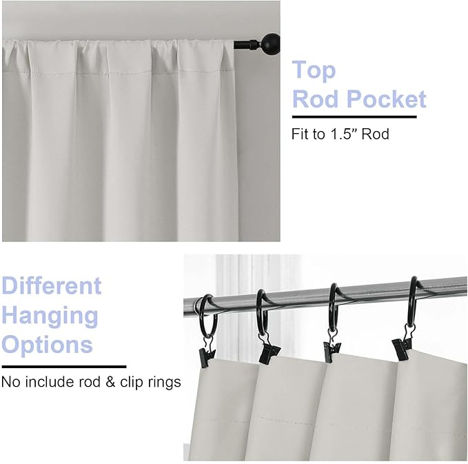 Simplebrand Ava Natural Blackout Curtains for Bedroom, 78 Inch Length, 2 Panels Set, Privacy Thermal Insulated Rod Pocket Window Curtains for Patio, French Door, W40 x L78 Inch