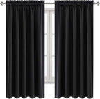 DWCN Blackout Curtains for Bedroom – Rod Pocket Thermal Insulated Noise Reducing Noise Reducing Drapes for Living Room, W 60 x L 63 Inch, 2 Panels, Black