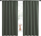 NICETOWN Bedroom Curtains Blackout Draperies - All Season Thermal Insulated Solid Rod Pocket Top Blackout Curtains/Drapes for Kid's Room (Dark Mallard, 1 Pair, 52 x 63 Inch)
