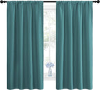 NICETOWN Window Curtains Blackout Drapes - Thermal Insulated Solid Rod Pocket Blackout Curtains/Draperies for Living Room (Sea Teal, 1 Pair, 42 by 63-Inch)