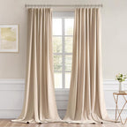MIULEE Beige Back Tab Blackout Curtains 52x102 Inch Long 2 Panels Set