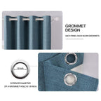 MIULEE 90 Inches Linen Texture Curtains for Bedroom 100% Blackout Thermal Insulated Dusty Blue Curtains Grommet Room Darkening Draperies Luxury Decor for Living Room Nursery 52x90 Inch (2 Panels)