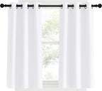 NICETOWN White Short Window Curtains 40 inch Long for Windows, White, W34, 1 Pair, Solid Grommet 50% Light Reducing Thermal Insulated Curtain Panels for Kitchen/Bedroom