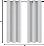 Yakamok Greyish White Curtains for Bedroom,Grommet Thermal Insulated Room Darkening Curtains for Living Room,42W x 72L,2 Panels