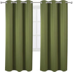 LEMOMO Olive Green Thermal Blackout Curtains/42 x 72 Inch/Set of 2 Panels Room Darkening Curtains for Bedroom