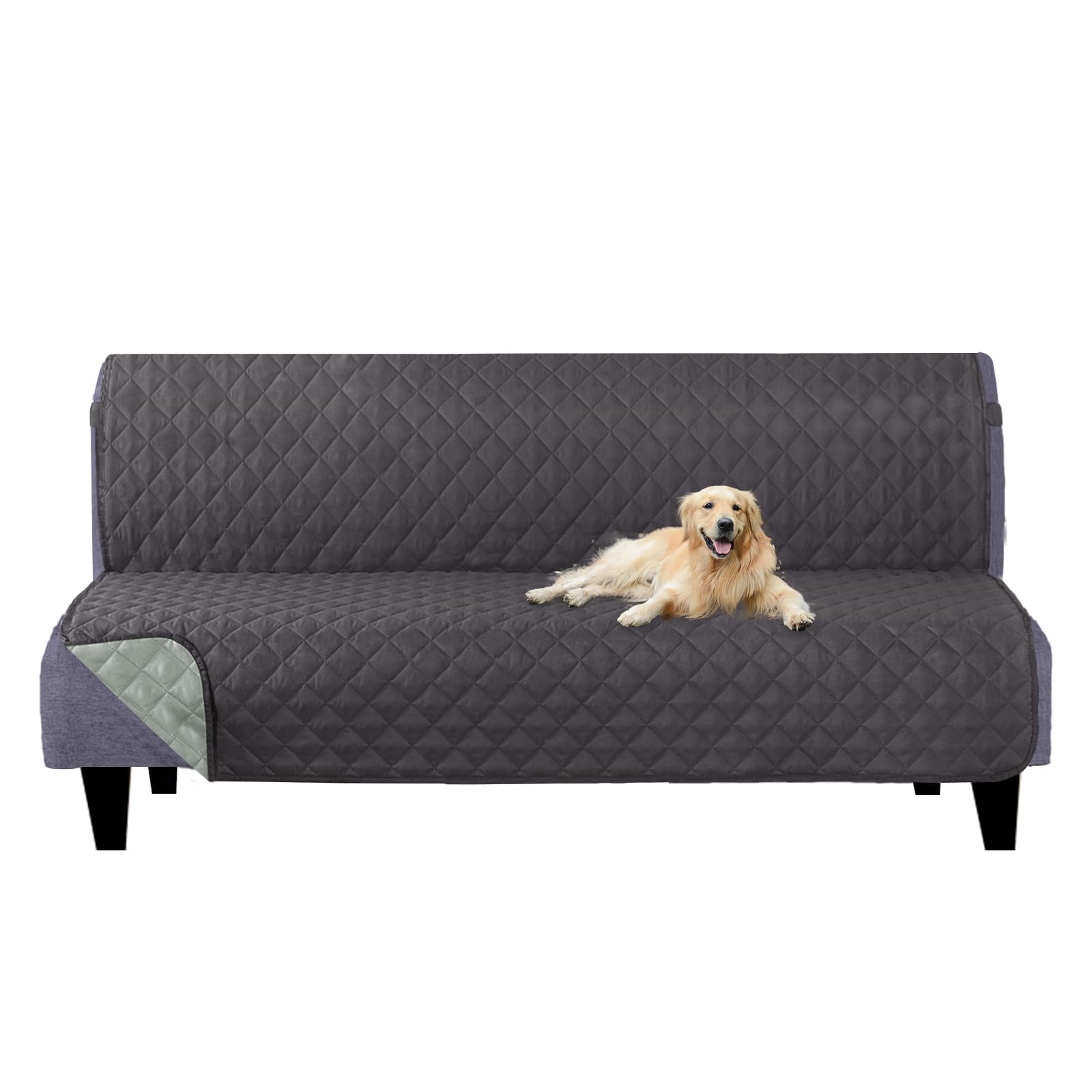 U-NICE HOME Futon Sofa Covers 68''Armless Couch Cover, Dark Grey/Light Grey