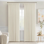 MIULEE Beige White Back Tab Blackout Curtains 52x72 Inches Long 2 Panel Set