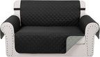 Reversible Loveseat Sofa Covers Couch Cover Furniture Protector(Loveseat Small,Black/Grey)