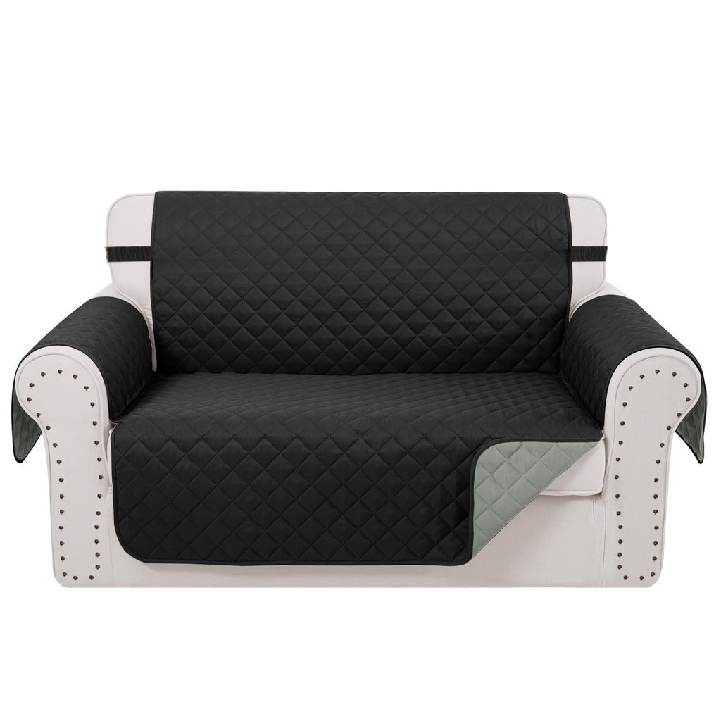 Luxshare Home Reversible 45" Small Loveseat Sofa Covers, Black/Grey