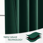 MIULEE Christmas Hunter Green Back Tab Blackout Curtains 52"x96" 2 Panels