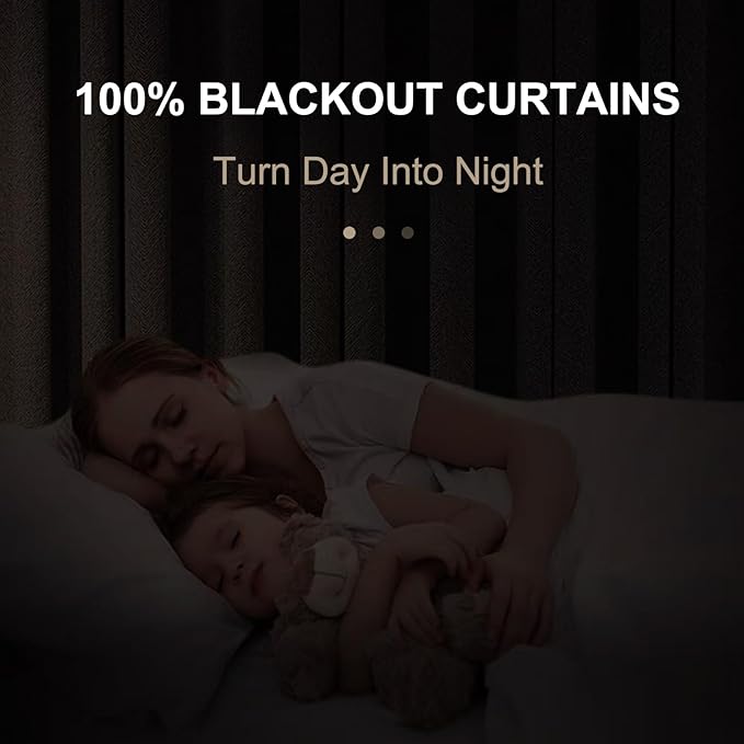 100% Blackout Shield Linen Blackout Curtains for Bedroom 102 Inches Long, Back Tab/Rod Pocket Living Room Drapes, Thermal Insulated Blackout Curtains 2 Panels Set, 50" W x 102" L,Cream
