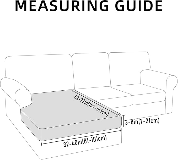hyha Waterproof Sectional Couch Covers, Non Slip Sofa Couch Cushion Covers L Shape, Thick Stretch Jacquard Fabric, Washable Sofa Slipcovers with Elastic Bottom (1 Piece for Chaise XL, Grey)