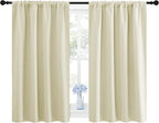 NICETOWN Blackout Curtains for Bedroom, Home Decorations Thermal Insulated Solid Rod Pocket Blackout Drapes for Cafe (Beige, One Pair, 42 x 48-inch)