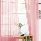 SpaceDresser Sheer Voile Window Treatment Rod Pocket Curtain Panels for Kitchen Bedroom Living Room Drapes Sunlight Filtering Privacy Semi Home Decor Assorted Colors Sizes (Blush, 52 W x 84 L)