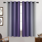 Yakamok Greyish White and Lavender Purple Ombre Curtains,Light Blocking Curtains,Room Darkening Grommet Window Drapes for Bedroom(Lavender Purple,52x63 Inch,2 Panels)
