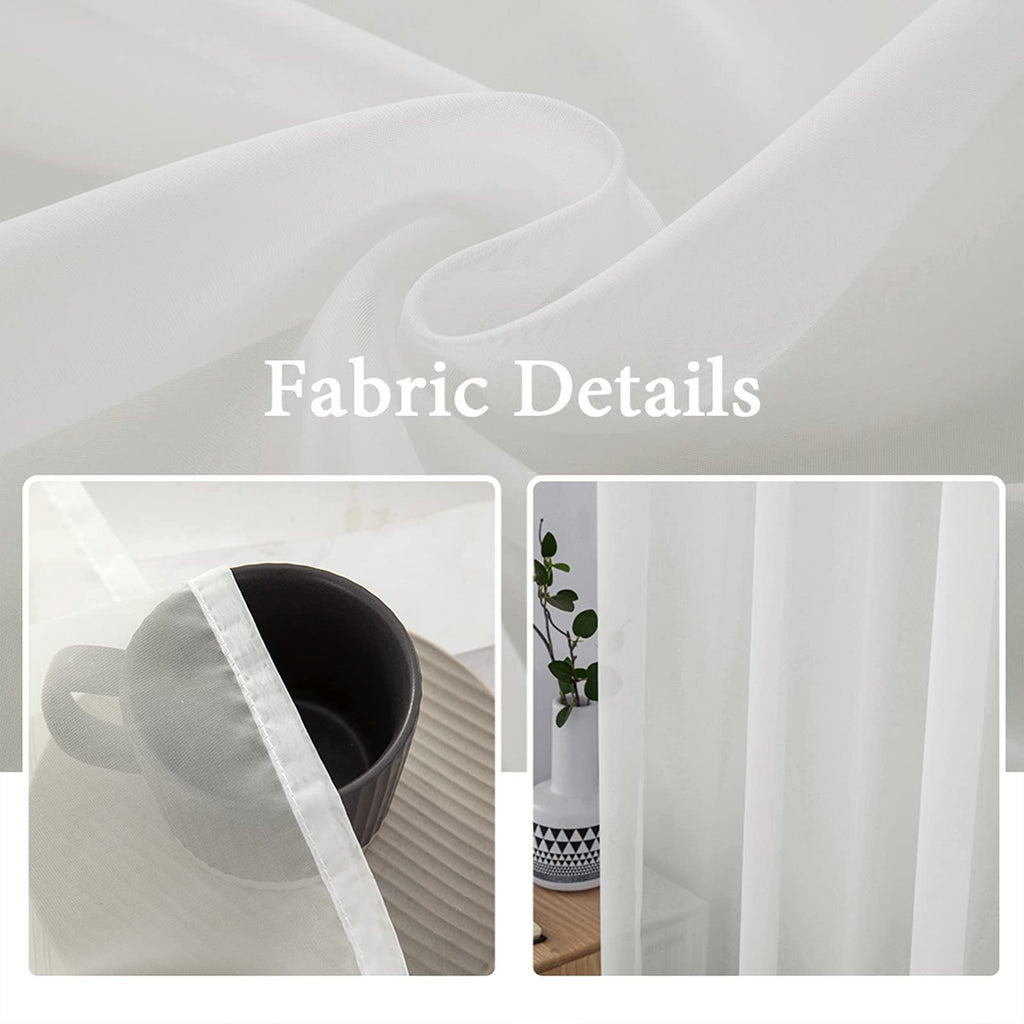 MIULEE 2 Panels Sheer Curtains for Living Room 54 X 102 Inches Ivory