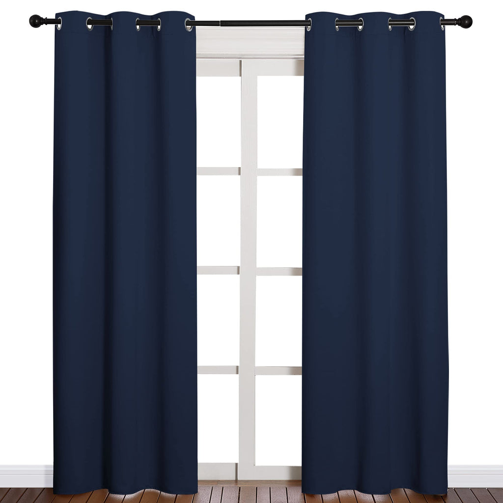 NICETOWN Window Treatment Energy Saving Thermal Insulated Solid Grommet Blackout Curtains/Drapes for Living Room (Navy, 1 Pair, 42 by 84-Inch)