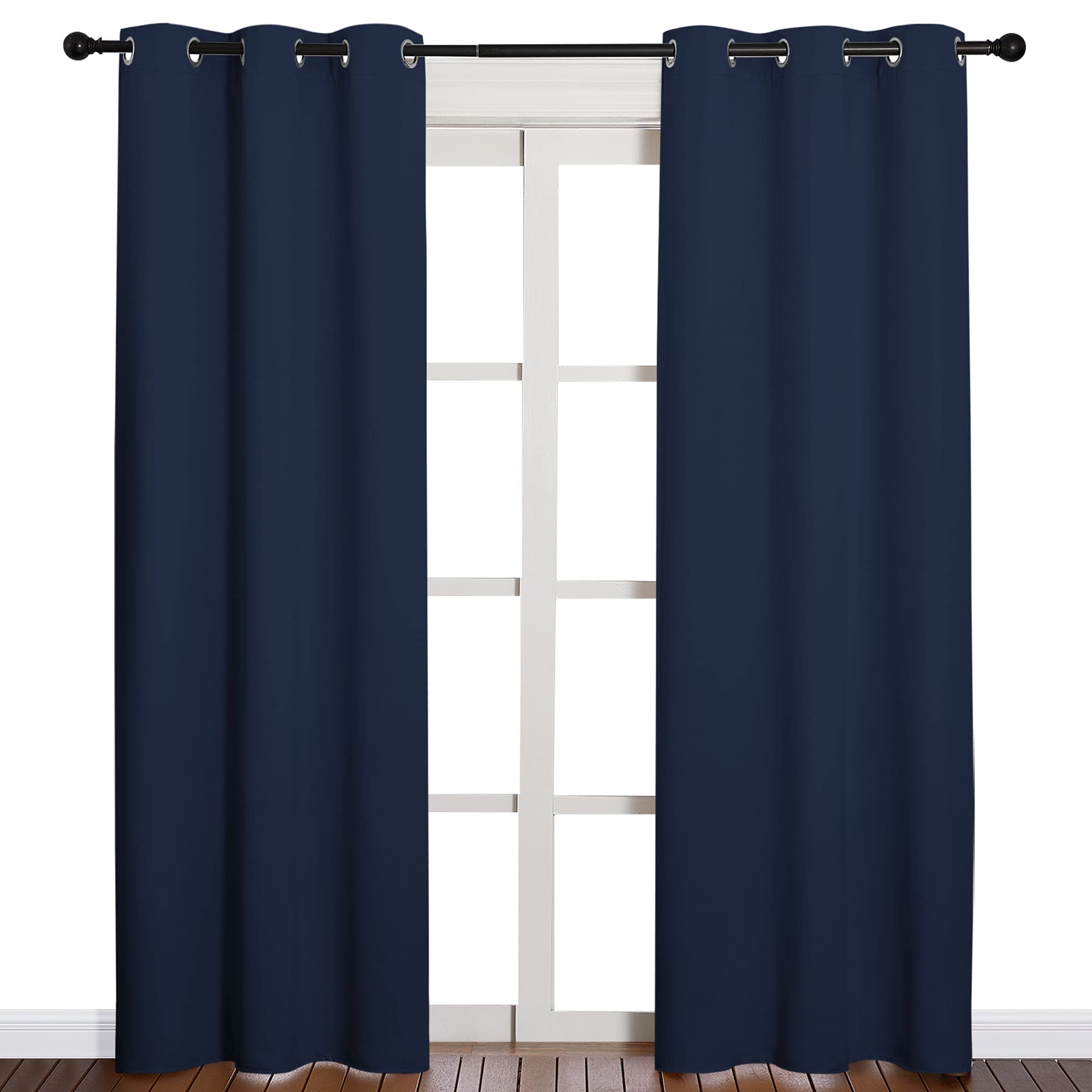 NICETOWN Window Treatment Energy Saving Thermal Insulated Solid Grommet Blackout Curtains/Drapes for Living Room (Navy, 1 Pair, 42 by 84-Inch)