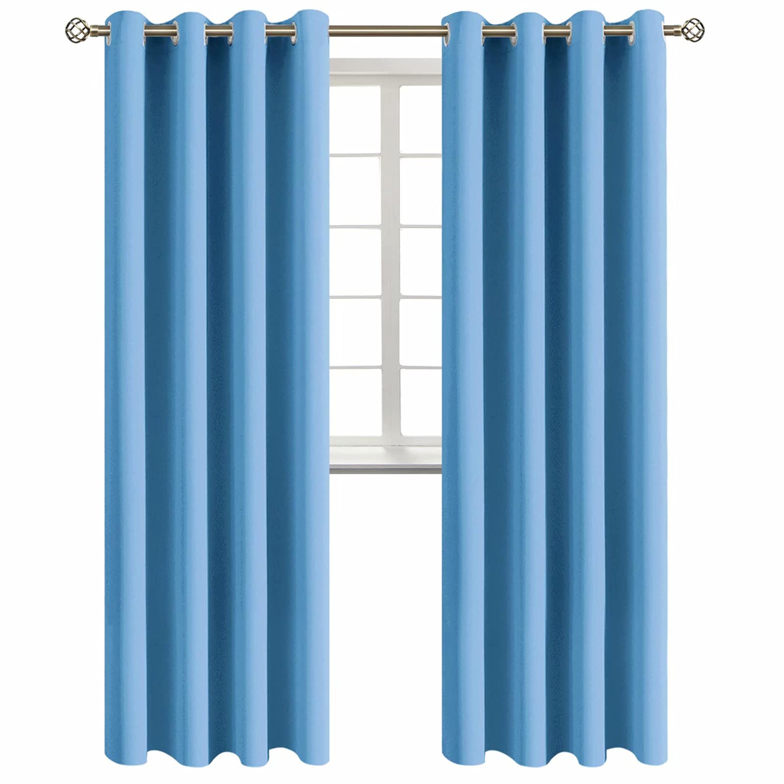 BGment Sky Blue Room Darkening Curtains 95 Inch for Living Room - 2 Panels