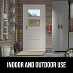 GORILLA GRIP 100% Waterproof All-Season WeatherMAX Doormat US Designed Natural Rubber, Stain and Fade Resistant, Low Profile Indoor Outdoor Door Mats, Easy Clean Patio Mat, 29x17, Taupe Grid