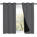 NICETOWN Grey 100% Blackout Room Warming Curtains 45 inches Long, Thermal Insulated Full Blackout 2-Layer Lined Curtains, Energy Efficiency Window Draperies for Dining Room (2 Panels, 42-inch W)