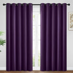 Yakamok Blackout Curtains Room Darkening Thermal Insulated Window Panels,Solid Grommet Top Drapes for Bedroom/Living Room(62Wx84L, Purple, 2 Panels)