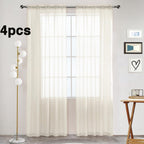 SpaceDresser Ivory Sheer Curtains 4 Panels Rod Pocket Semi-Sheer Curtain 63 Inches Long Light Filtering Voile Window Drapes for Bedroom Living Room Kitchen, Each 52W x 63L