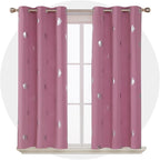 Deconovo Blackout Curtains Thermal Insulated Palm Fan Foil Print Grommet Room Darkening Curtain for Kids Bedroom 42 x 63 Inch Pink 2 Panels