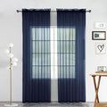 SpaceDresser Sheer Voile Window Treatment Rod Pocket Curtain Panels for Kitchen Bedroom Living Room Drapes Sunlight Filtering Privacy Semi Home Decor Assorted Colors Sizes (Navy, 52 W x 90 L)