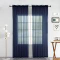 SpaceDresser Sheer Voile Window Treatment Rod Pocket Curtain Panels for Kitchen Bedroom Living Room Drapes Sunlight Filtering Privacy Semi Home Decor Assorted Colors Sizes (Navy, 52 W x 54 L)