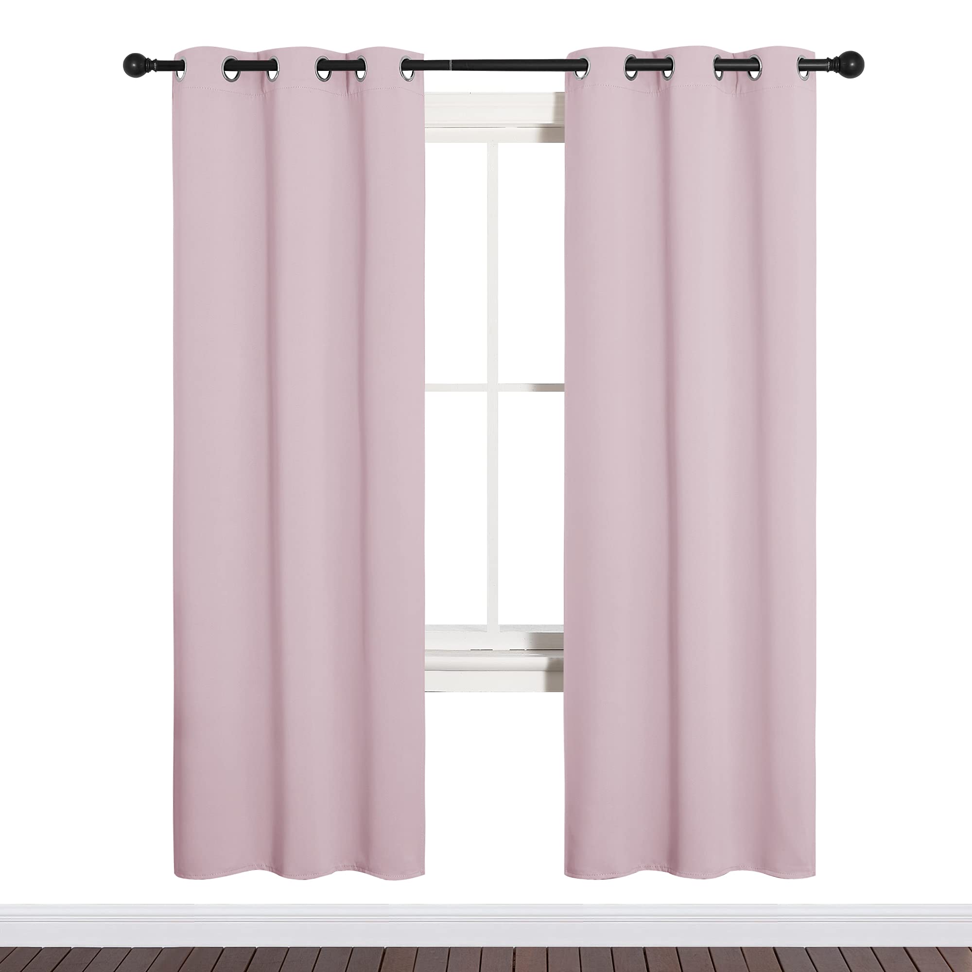 NICETOWN Blackout Curtain Panels for Girls Room, Nursery Essential Thermal Insulated Solid Grommet Top Blackout Drapes (Lavender Pink, 1 Pair, 34 x 72 inches)