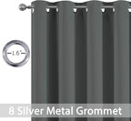 Yakamok Blackout Curtains Room Darkening Thermal Insulated Window Panels,Solid Grommet Top Drapes for Bedroom/Living Room(52Wx90L, Dark Grey, 2 Panels)