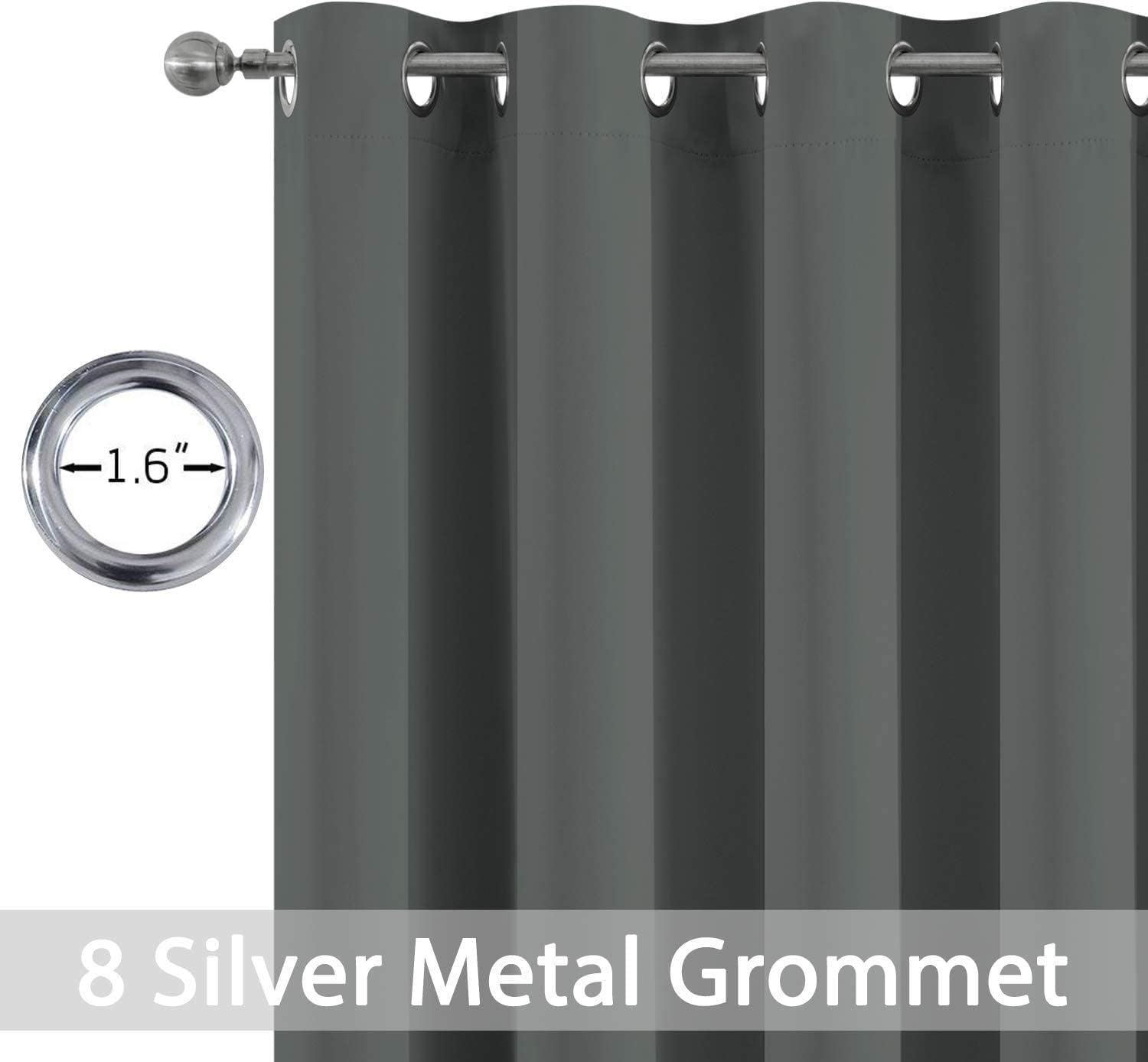 Yakamok Room Darkening Curtains 52x90 inch Length Dark Grey-Living Room